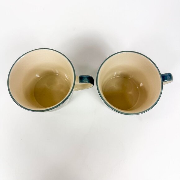 Maisons du Monde France Leaves Motif Green Coffee mugs cups Cappuccino set of 2 - Picture 2 of 5